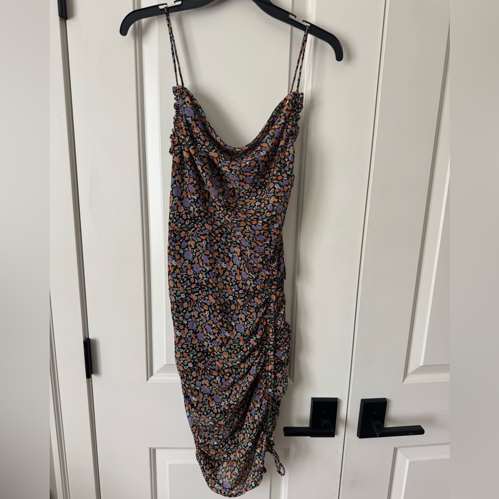 Astr Black and Purple Floral Midi Dress